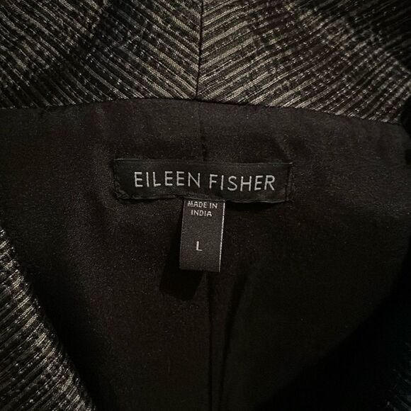 Eileen Fisher Women’s Size Large Metallic Silk Lined Open Face Cardigan Coat - Picture 5 of 12